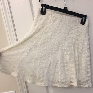 Charlotte Ruth White Lined Lace Twirl Skirt